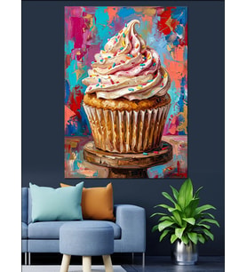 Renkli Ve Kremalı Lezzetli Cupcake Dekoratif Kanvas - Mdf Ahşap Tablo