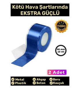 Süper Güçlü Su Geçirmez Sızdırmaz Mavi Renk Çok Amaçlı Tamir ve İzolasyon Bandı 48mm x 10m - 2 Adet