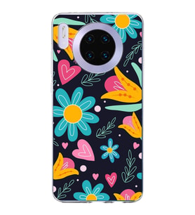 PrintiFy Huawei Mate 30 ile Uyumlu 1mm Slim Fit Retro Renkler 1 Baskılı Şeffaf  Kılıf