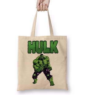 Hulk Yeşil Dev Bez Çanta Uzun Saplı