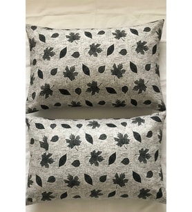 More Home Kapaklı Yastık Kılıfı (2 Adet) 50 x 70 cm Gri Siyah  Yaprak Desenli