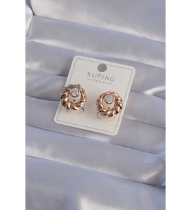 XUPİNG Rose Renk Oval Zirkon Taşlı Burgu Model Küpe - TJ-BKP9361