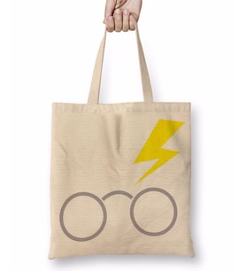 Harry Potter Gözlük Bez Çanta Uzun Saplı