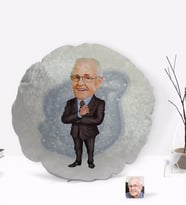 BK Gift Kişiye Özel Dede Karikatürlü Yuvarlak Dekoratif Kırlent Yastık-1