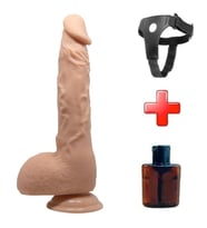 24 cm Belden Bağlamalı Realistik Vantuzlu Dildo Penis - Jason (Ten)