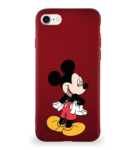 Apple iPhone 8 Soft Premier Kapak Mickey Mouse-D Tasarımlı Silikon Kılıf - Mürdüm (Şeffaf)