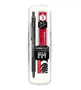 Graph-X 3lü Set Mat Siyah Versatil Kalem 0.5mm + Silgi + Min
