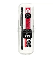Graph-X 3lü Set Mat Siyah Versatil Kalem 0.5mm + Silgi + Min