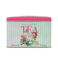Afternoon Tea Pembe Çizgili Vintage Floral Shabby Chic Çiçek Desenli Teneke Kutu Time For Tea Pink Tin 40 Adet Poşet Meşhur İngiliz Çayı 80 g