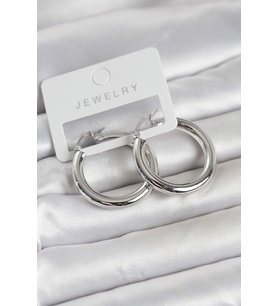 Gümüş Renk Pirinç Halka 30 mm Kadın Küpe 5886 - SSSSSS5864-3265