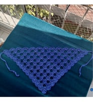 El Yapımı Dantel Eşarp - Bandana- Gömlek Fuları (Gece Mavisi)