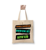 Karadeniz Sözleri Sonra Dondum Dedum Ki Afkur Bez Çanta Uzun Saplı Alışveriş Çantası Plaj Çantası (Beyaz)