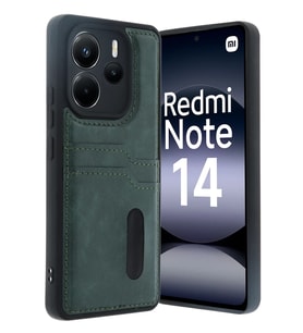 Redmi Note 14 4G Kılıf Sara Kartvizitli Deri Kılıf - Koyu Yeşil