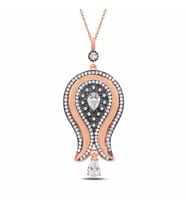 Lale Model Zirkon Taşlı Rose Bayan Gümüş Kolye Model 3