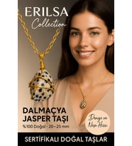 Sertifikalı Gold Renkli Doğal Tel Sargılı Dalmaçya Jasper Taşı Kolye – Denge ve Neşe Taşı (Çok Renkli)