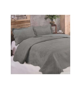Kristal Microplush Çift Kişilik Yatak Örtüsü (260x240)-Gri