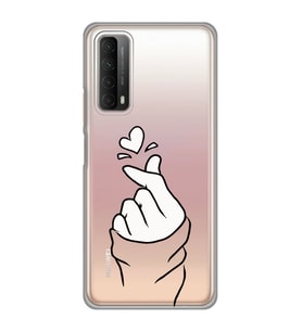 Huawei P Smart 2021 Uyumlu Kalp Desenli Şeffaf Telefon Kılıfı