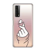 Huawei P Smart 2021 Uyumlu Kalp Desenli Şeffaf Telefon Kılıfı