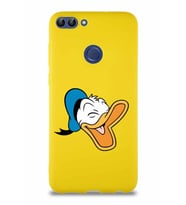 Huawei P Smart Soft Premier Kapak Donald Duck-E Tasarımlı Silikon Kılıf - Sarı (Şeffaf)