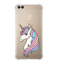 Huawei P Smart Uyumlu Köşe Korumalı Antişok Kapak Unicorn Tasarımlı Şeffaf  Kılıf