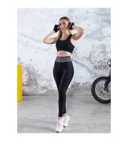 Siyah Beli Şeffaf Lastik Şeritli Ekstra Yüksek Bel Toparlayıcı Spor Tayt