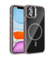Coverzone iPhone 11 ile Uyumlu Z-Etro MagSafe Wireless ?arj Destekli, G��l� Manyetik Tutucu, Stand Olabilen, Kamera Lens Hediyeli Koruyucu K?l?f Gri