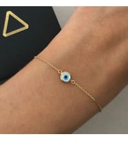 minimal nazar boncuklu zincir bileklik