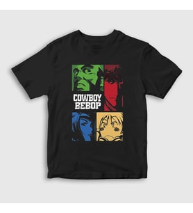 Presmono Unisex Çocuk Siyah Crew Anime Cowboy Bebop T-Shirt 489761tt