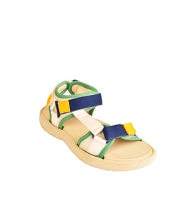 Unisex Step Renkli Cırtlı Rahat Düz Taban Spor Sandalet (Bej)