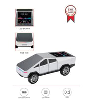 Torima D68 Beyaz CyberTruck Araba Tasarımlı Bluetooth Hoparlör 15W Güçlü Ses RGB LED /TWS/USB