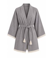 Kimono Müslin 2 Katlı Peştemal Bornoz (Beden L-XL)