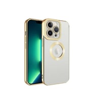 Apple iPhone 13 Pro Max Uyumlu Kılıf Kamera Korumalı Logo Gösteren Zore Omega Kapak (Gold)
