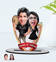 BK Gift Kişiye Özel İsimli Sevgililer Karikatürlü Ahşap Biblo Model-18