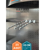 25 Adet Eğimli Tel Baston 35 Cm (15x30 Profile Göre) Raf Kancası Boncuklu Baston Askı