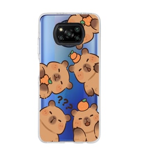 Poco X3 Pro / X3 NFC Uyumlu Kapibaralar Tasarımlı Şeffaf Telefon Kılıfı