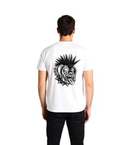 Erkek Punk Bulldog Çivili Tasma İroquois Saçlı Baskılı Tişört %100 Pamuk Rahat Kesim Günlük Modern