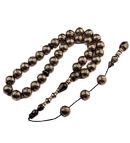Koleksiyonluk Özel Seri Full Gümüş İşlemeli Küre Kesim 19x19 mm Ateş Kehribarı Sistem Püsküllü Tesbih