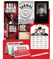 Asla Vazgeçme - Ayraç - Kartpostal - Poster - Sarmal -  2026 Ajanda Kalpaklı - Ata Ahşap Duvar Takvimi - Masa Takvimi