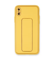 Iphone Xs Kılıf Coco Deri Standlı Kapak - Sarı