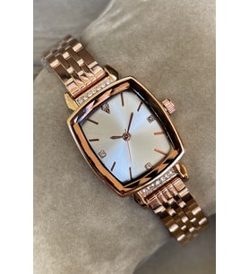 Minimal Özel Kutulu Minik Taşlı Metal Kordon Oval Kadın Kol Saati Rose Gold Renk Özel Gün İçin Anneye Eşinize Ablanıza Sevgiliye Teyzeye Sevgililer Gününe
