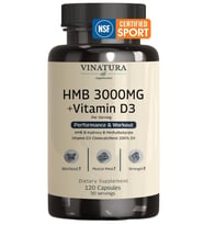 VINATURA HMB 3000mg and Vitamin D3 Muscle Growth Recovery - Vitamin D3 (1600 IU) - 120 Capsules.Usa Menşei.