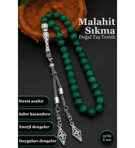 Erkek Sıkma Malahit Tesbih 8 mm BT041 (Yeşil)