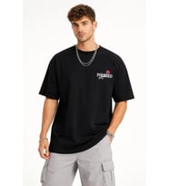 pilelistore- Erkek Bisiklet Yaka Baskılı  Kısa Kollu Tişört Streetwear Günlük Basic Pamuklu T-shirt (Siyah)