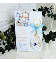 25 Adet Epoksi Anahtarlık Kağıt Üzeri Yenidoğan Erkek Bebek Hediyelik Leylek Baskılı-