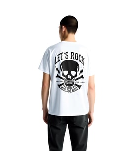 Erkek Rock Müzik Temalı Kafatası Baskılı Kısa Kollu Tişört %100 Pamuk Rahat Kesim Günlük Modern