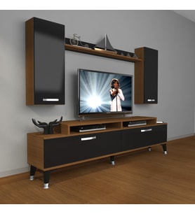 Decoraktiv Ekoflex 7 Slm Silver Tv Ünitesi Tv Sehpası - Ceviz Siyah (Siyah - Ceviz)