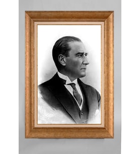 Çerçeveli Paspartulu Atatürk Tablo a614 (Gold)