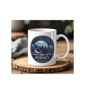Sydney Tasarımlı Beyaz Seramik Baskılı Kupa Bardak 330ml