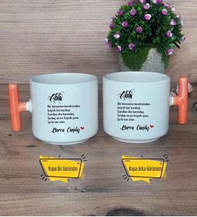 Ablaya Hediye Kupa Bardak T Turuncu Kulplu Ablaya Doğum Günü Hediyesi
