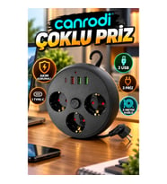 3 Prizli Akım Korumalı Çoklu Priz – 3 USB, 1 Type-C ve 2 Metre Kablo